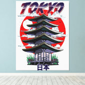 japan, land van de rijzende zonnetempel logo canva canvas afdruk (Insitu (Houten vloer))