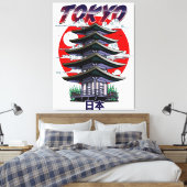 japan, land van de rijzende zonnetempel logo canva canvas afdruk (Insitu (Slaapkamer))