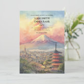 Japan Landschap Elegante Trouw Uitnodiging (Staand voorkant)