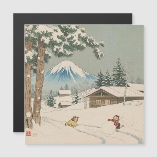 Japan landschap in de winter - magnetische kaart (Voorkant / Achterkant)