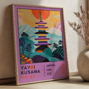 Japan Landschap Lila Yayoi Kusama Tentoonstelling Poster