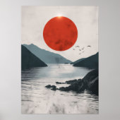 Japan Landschap Silhouet Poster (Voorkant)
