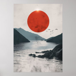 Japan Landschap Silhouet Poster