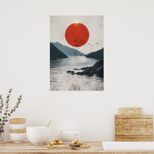 Japan Landschap Silhouet Poster (Keuken)