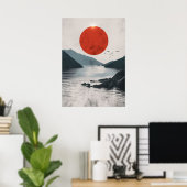 Japan Landschap Silhouet Poster (Thuiskantoor)