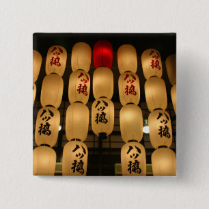 japan lantaarns vierkante button 5,1 cm