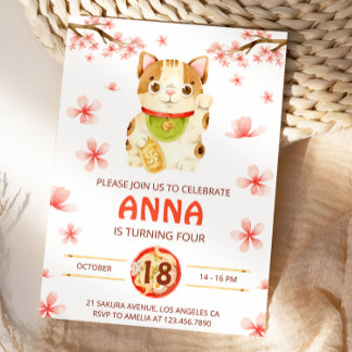 Japan Lucky Cat Kersenbloesem Kaart