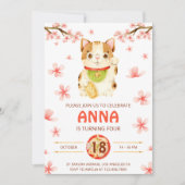 Japan Lucky Cat Kersenbloesem Kaart (Voorkant)