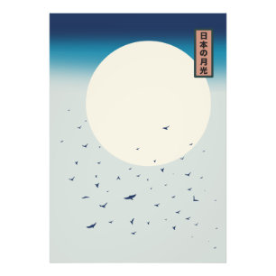 Japan maanlicht zwaluwen foto afdruk