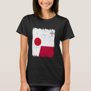 Japan Malta Halve Vlag Japanse Maltese Roots T-shirt