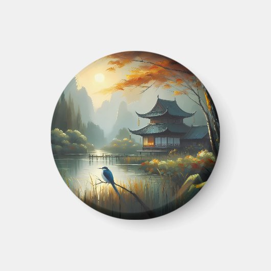 Japan Meer Vogel 1 - Canvas Magneet (Voorkant)