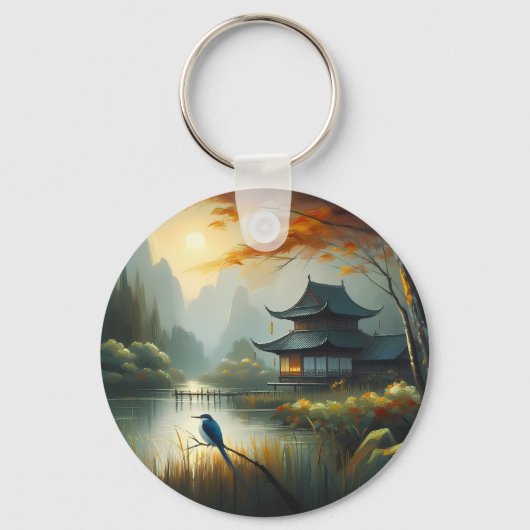 Japan Meer Vogel 1 - Canvas Sleutelhanger (Voorkant)