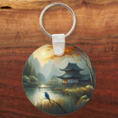 Japan Meer Vogel 1 - Canvas Sleutelhanger (Voorkant)