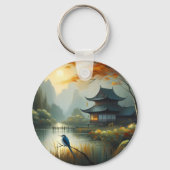 Japan Meer Vogel 1 - Canvas Sleutelhanger (Achterkant)