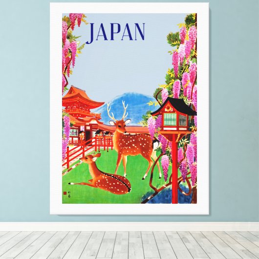 Japan met Deer Canvas Afdruk (Insitu (Houten vloer))