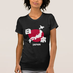Japan met kaart en vlag t-shirt