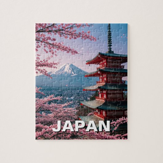 Japan Mount Fuji Fujisan Cherry Blossoms Briefkaar Legpuzzel (Verticaal)