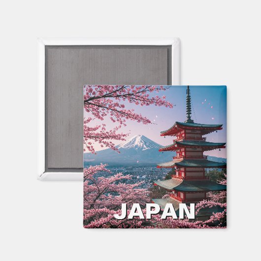 Japan Mount Fuji Fujisan Cherry Blossoms Briefkaar Magneet (Voorkant / Achterkant)