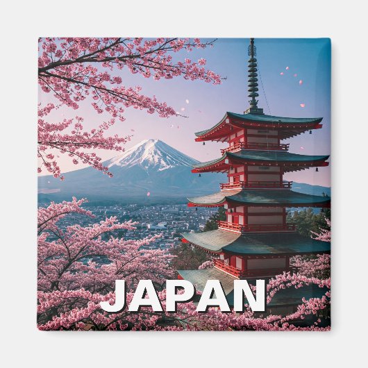 Japan Mount Fuji Fujisan Cherry Blossoms Briefkaar Magneet (Voorkant)