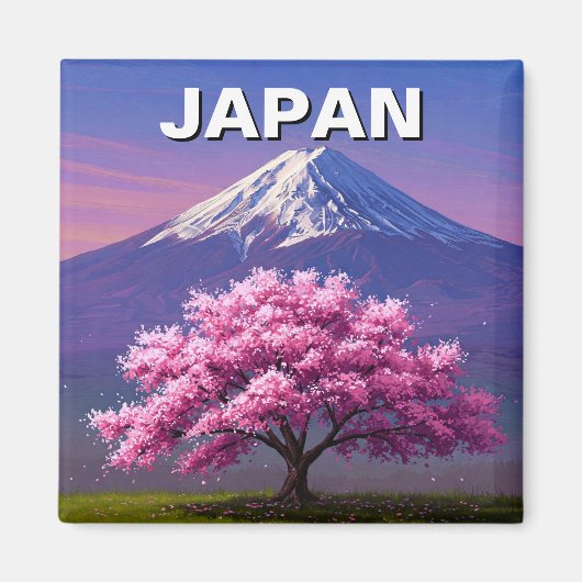Japan Mount Fuji Fujisan Cherry Blossoms Briefkaar Magneet (Voorkant)