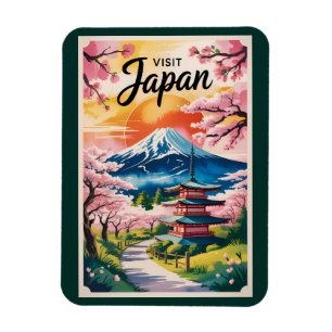 Japan Mount Fuji Illustratie Reis Kunst Vintage Magneet