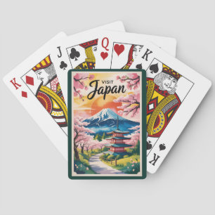 Japan Mount Fuji Illustratie Reis Kunst Vintage Pokerkaarten