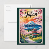 Japan Mount Fuji Illustration Travel Art Vintage Briefkaart (Voorkant / Achterkant)