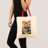 Japan Mount Fuji Illustration Travel Art Vintage Tote Bag (Voorkant (product))