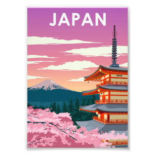 Japan Mount Fuji Minimale reisposter Foto Afdruk