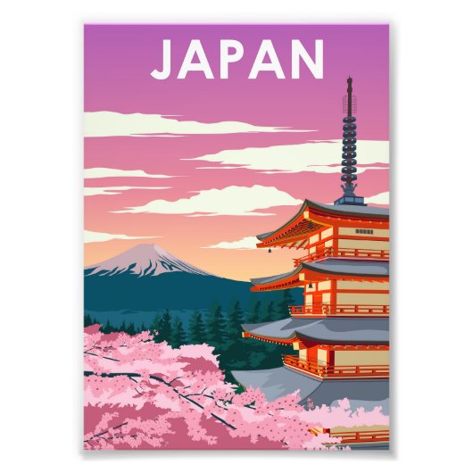 Japan Mount Fuji Minimale reisposter Foto Afdruk (Voorkant)