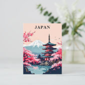 Japan Mount Fuji, Pagoda, and Cherry Blossom Briefkaart (Staand voorkant)