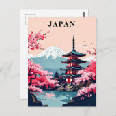 Japan Mount Fuji, Pagoda, and Cherry Blossom Briefkaart (Voorkant / Achterkant)