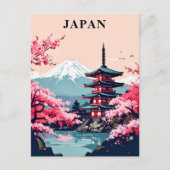 Japan Mount Fuji, Pagoda, and Cherry Blossom Briefkaart (Voorkant)