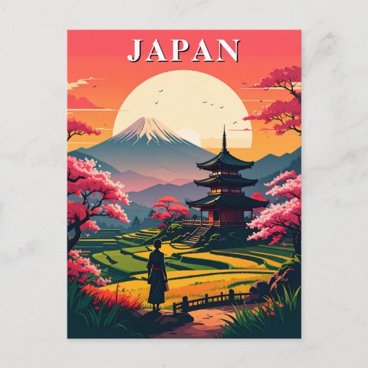 Japan Mount Fuji, Pagoda Cherry Blossoms  Briefkaart (Voorkant)