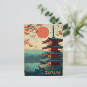 Japan Mount Fuji Pagoda vintage Briefkaart (Staand voorkant)