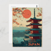 Japan Mount Fuji Pagoda vintage Briefkaart (Voorkant / Achterkant)