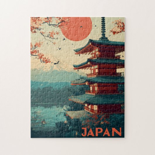 Japan Mount Fuji Pagode vintage Legpuzzel (Verticaal)