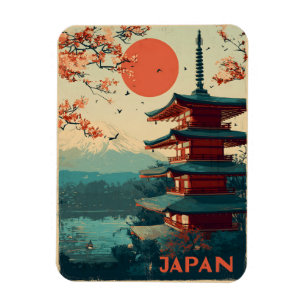 Japan Mount Fuji Pagode vintage Magneet
