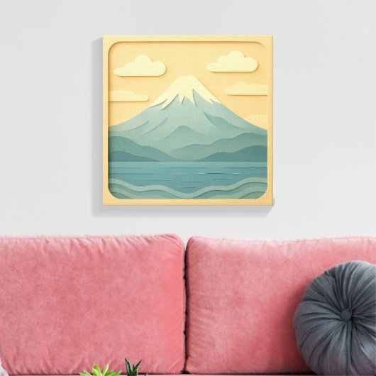 JAPAN | Mount Fuji | papiersnijden Canvas Afdruk (Insitu (Woonkamer))