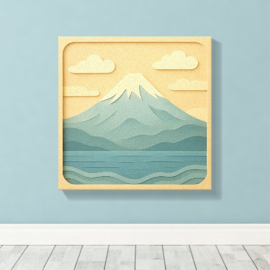 JAPAN | Mount Fuji | papiersnijden Canvas Afdruk (Insitu (Houten vloer))
