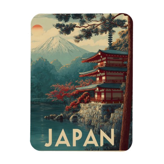 Japan Mount Fuji vintage Magneet (Verticaal)