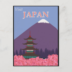 Japan Mount Fuji Vintage Travel Briefkaart