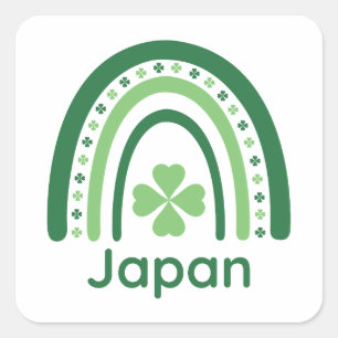 Japan Name Clover Boho Rainbow Vierkante Sticker
