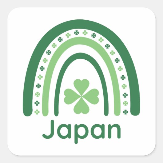 Japan Name Clover Boho Rainbow Vierkante Sticker (Voorkant)