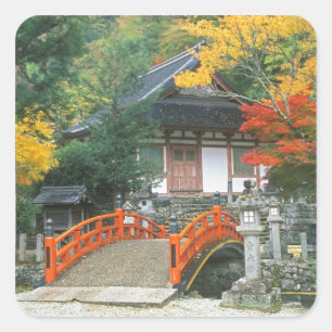 Japan, Nara, Ryuzenji-tempel Vierkante Sticker