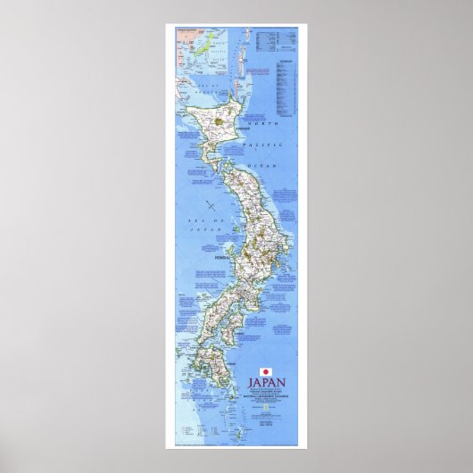 " Japan: National Geographic MAP vanaf 1984... Poster (Voorkant)
