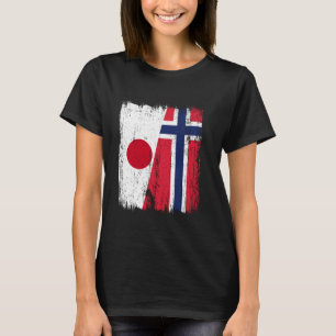 Japan Noorwegen Half Vlag Japanse Noorse Afkomst T-shirt