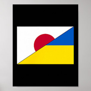 Japan Oekraine Vlag Japanse Oekraïense Steun Stan Poster