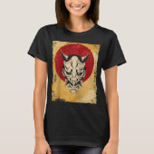 Japan Oni Masker Fighter Japanse Retro Raglan T-shirt (Voorkant)