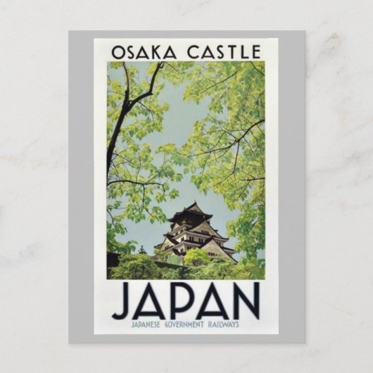 JAPAN Osaka Castle vintage Briefkaart (Voorkant)